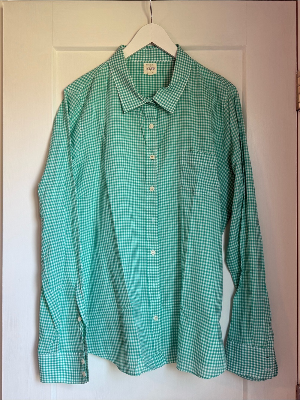 J. Crew Ladies Green Gingham Button-Up Shirt